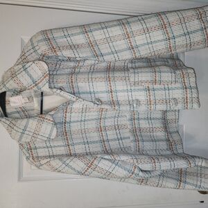 LC Lauren Conrad Plaid Blazer - Cream, Blue, Orange
